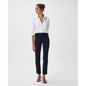 Quince Blue Ponte Knit Dress Pants Petite S‎ Stretch Pull On Work